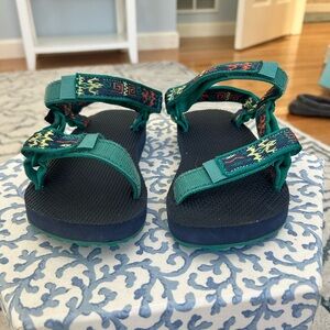 Kids Teal Sandals with Patterned Straps
